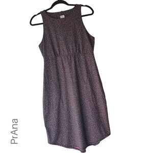 Prana Sleeveless Black Dress with Pink Speckle Print